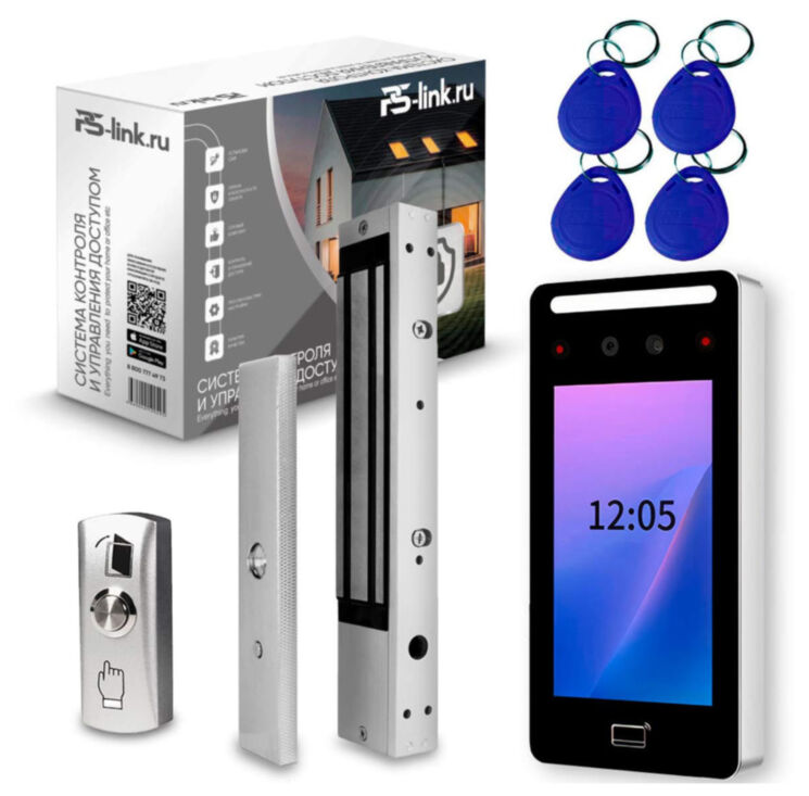 Система СКУД KIT-DT03EMT-350 на 1 дверь, терминал распознавания лиц, RFID EM-Marine, электромагнитный замок 350 кг