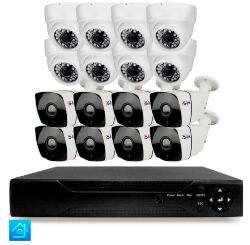 Комплект видеонаблюдения AHD 8Мп  KIT-B816HD 8 камер для улицы, 8 камер для помещения, датчик движения, ночная съемка