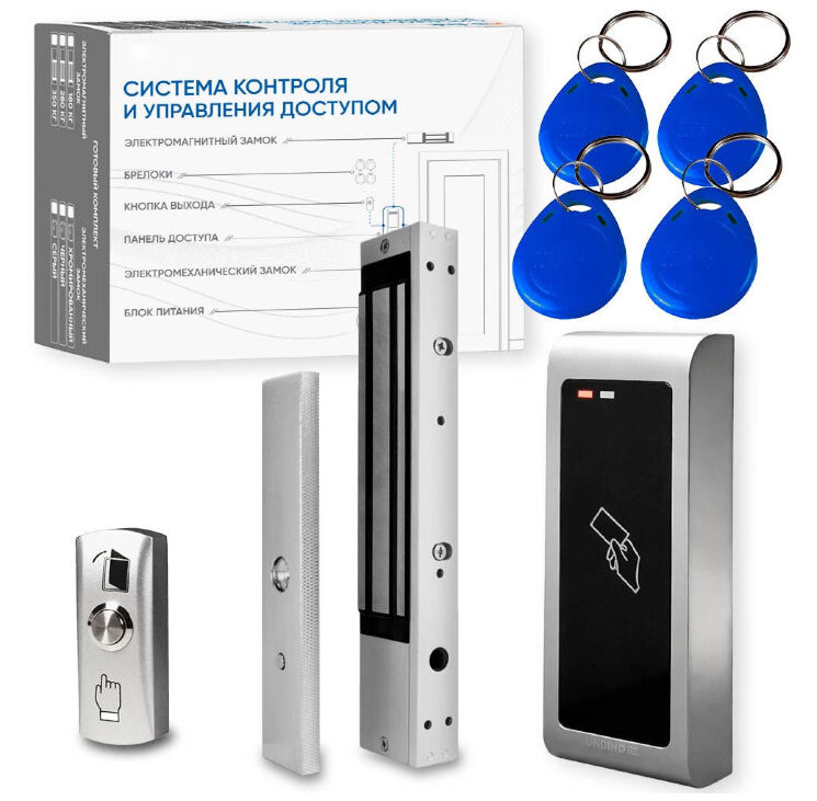 Комплект СКУД Undino KIT-CR301EM-280 эл. магнитный замок 280кг, RFID, емкость 10000